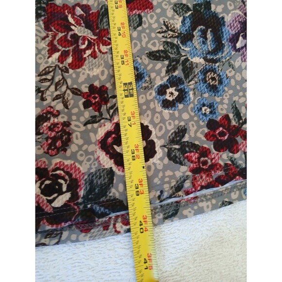 Robert Louis Maxi Skirt M Gray Red Blue Roses Cottage Fairy Whimsical Pastoral - Picture 9 of 14